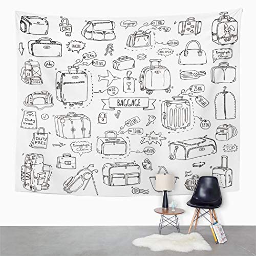 Y·JIANG - Tapiz para equipaje (152,4 x 127,0 cm), diseño de iconos de equipaje
