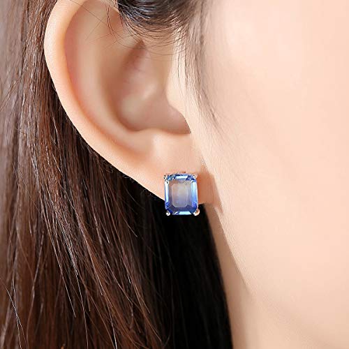 YLHJM Pendientes de botón Cuadrados para Mujer Compromiso de Boda Azul Violeta Regalos