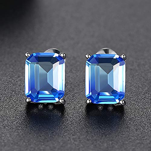 YLHJM Pendientes de botón Cuadrados para Mujer Compromiso de Boda Azul Violeta Regalos