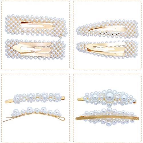 YMHPRIDE 12 unidades de resina acrílica perla pinzas para el cabello pasadores para las mujeres de las mujeres geométricas perlas Clips Barrettes accesorios para el cabello