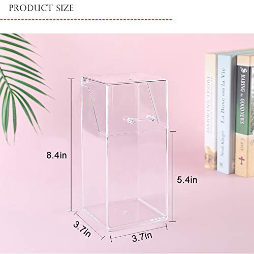 YoelrsaYoelrsa - Soporte para brochas de maquillaje con perla gratis, acrílico transparente con cubierta a prueba de polvo, Rectángulo, Beige,