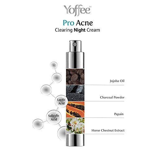 Yoffee - Pro Acne - Tratamiento Nocturno para el Acné con Ácido Salicílico y Carbón Volcánico, Previene y Elimina las Imperfecciones causadas por el Acné✔Libre de Parabenos y Sulfatos✔Vegano✔30ml