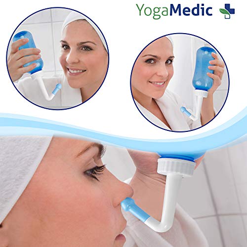 YogaMedic Neti Pot Neti con 30x sachets sal - Limpieza nasal para tratamiento alérgica y resfriado - Irrigador irrigación nasal