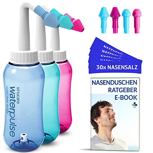 YogaMedic Neti Pot Neti con 30x sachets sal - Limpieza nasal para tratamiento alérgica y resfriado - Irrigador irrigación nasal