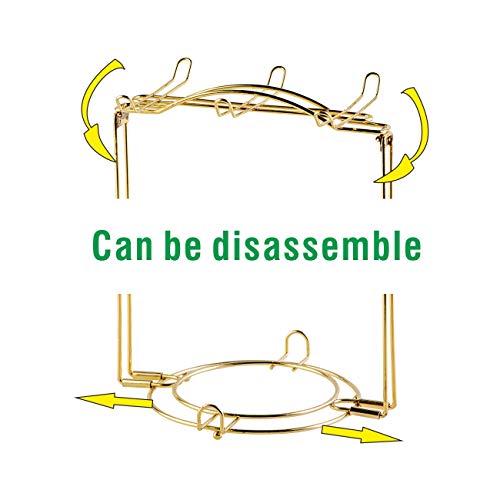 YOLIFE - Juego de tazas de té y platillos con arbustos florecientes, juego de tazas de té de cerámica marfil, paquete de 6 con estante de metal dorado