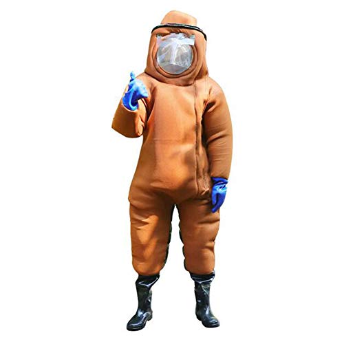 YONG Traje de Apicultor Profesional para Avispa Apicultura Chaqueta de Apicultura con ventilación y Velo Unisex Protectora Algodón Neto 3D,Apicultor Traje de Abeja Equipo,Antiestático,Marrón Claro,L