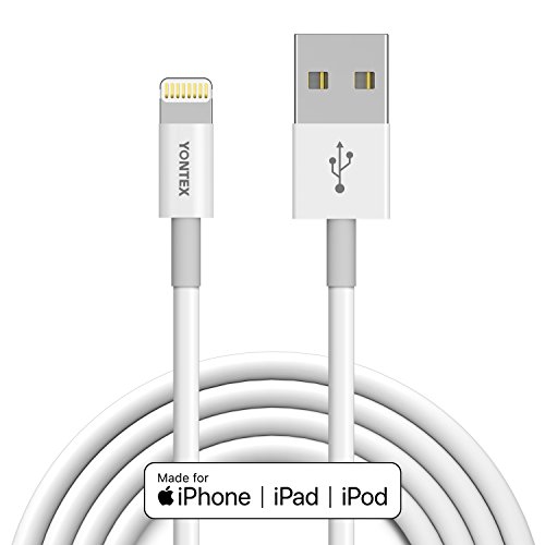 YONTEX 2M Cable Lightning para iPhone, Apple MFi Certificado, para iPhone X, 8, 8 Plus, 7, 7 Plus, 6s, 6s Plus, 6, 6 Plus, SE, 5s, 5c, 5, iPad Mini, iPad Air, iPad Pro, iPod