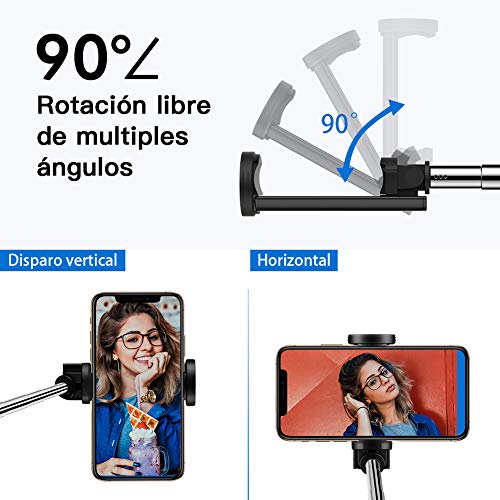 Yoozon Mini Palo Selfie, Bluetooth Selfie Stick Giratorio para Selfies y Videos, Extensible Monopié con Control Remoto Bluetooth, Ajustable para Smartphone como iPhone, Samsung, Huawei, Xiaomi etc.