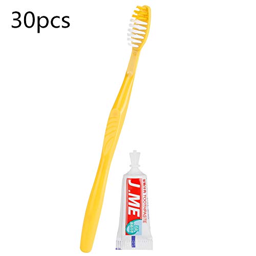 YOREN 30 Piezas de Cepillo de Dientes Desechable Pasta de Dientes Equipo Dental Envuelto Individualmente