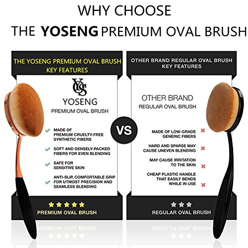 Yoseng YS 010yashuannobox Yoseng - Conjunto de brochas de maquillaje de base en polvo ovalados, ,  10PCS Black,  rosa dorado, 1 uds. por paquete, 10.00[set de ]