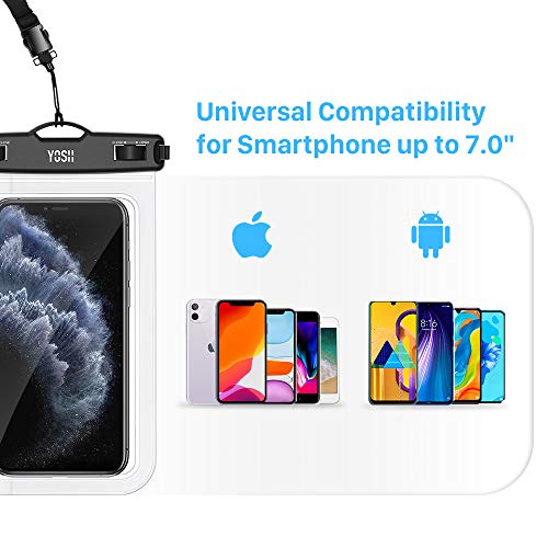 YOSH Funda Impermeable Móvil Universal 2 Unidades, IPX8 Bolsa Impermeable Móvil Funda Sumergible para iPhone XS X 8 7 6 Plus BQ Aquaris Huawei P10 P9 Samsung S7 S8 y Otros Móviles hasta 6.5 Pulgadas