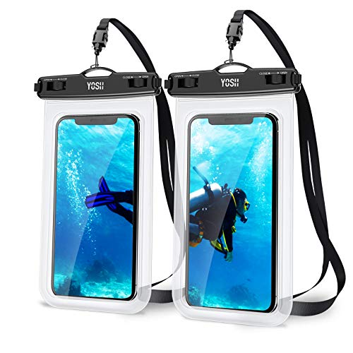 YOSH Funda Impermeable Móvil Universal 2 Unidades, IPX8 Bolsa Impermeable Móvil Funda Sumergible para iPhone XS X 8 7 6 Plus BQ Aquaris Huawei P10 P9 Samsung S7 S8 y Otros Móviles hasta 6.5 Pulgadas