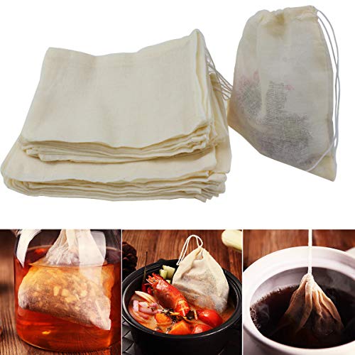 Yotako - Bolsas de muselina de algodón, 30 piezas, bolsa de muselina con cordón para cocinar, remojar, licor medicinal, filtro de té y café, almacenamiento de especias para cartón, regalo para fiestas