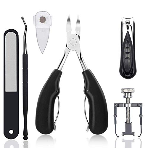 Yoyika Alicates de Uñas 6 en 1 Cortauñas Profesional, Tenazas Pinzas para Uñas Gruesas y Duras, Corrector de Uñas de Pie, Lima y Levantador de Uñas, Juego de Herramientas de Manicura y Pedicura