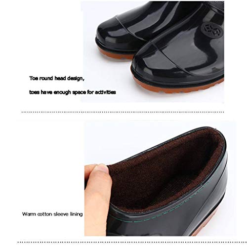YQRJYB Bajo-Top de los Hombres Botas de Lluvia Botas de Lluvia del Tobillo Antideslizante Impermeable Negro Botas Impermeable (Color : Black Warm Models, Size : 40)