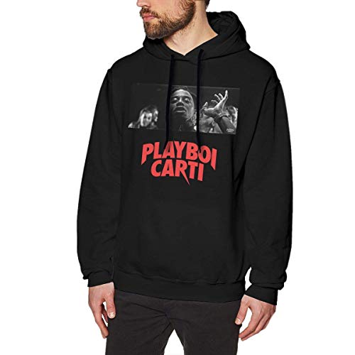 Ytdbh Sudadera con Capucha Hombre, Gentle Tees Playboi Carti Singers Logo Men's No Pocket Hooded Sweatshirt Black