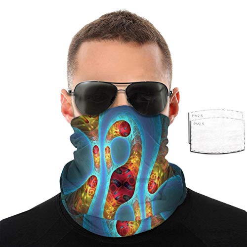 Yuanmeiju Banda para el sudor con protección solar, Flame Fractal For Art Vector Magic Diadema con 2 filtros, Bufanda informal de media cara para verano para adultos, 25X50Cm