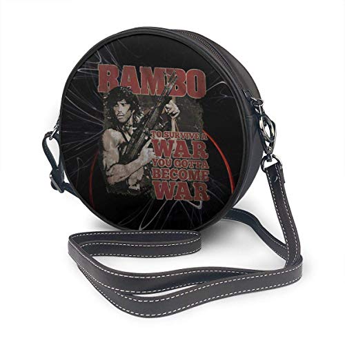 Yuanmeiju Bolso de hombro redondo John J. Rambo Survive War You Gotta Become War Army Tote Handbag Bag Round Crossbody Shoulder Bag Women's