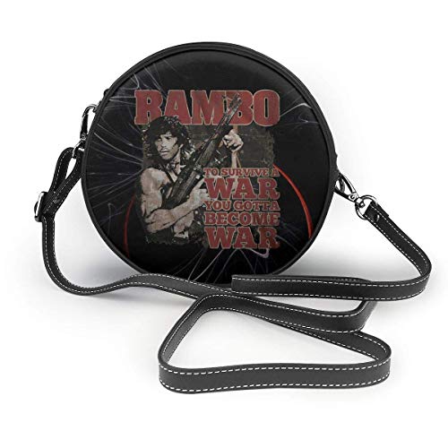 Yuanmeiju Bolso de hombro redondo John J. Rambo Survive War You Gotta Become War Army Tote Handbag Bag Round Crossbody Shoulder Bag Women's