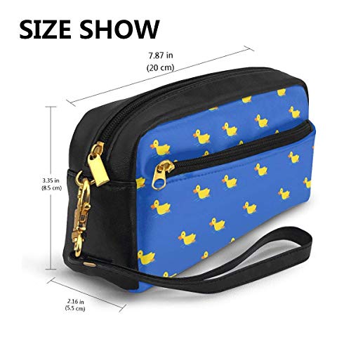 Yuanmeiju Cute Duck Funny Small Duck Small Makeup Bags Purse PU Leather Travel Cosmetic Pouch Simple Pencil Pouches