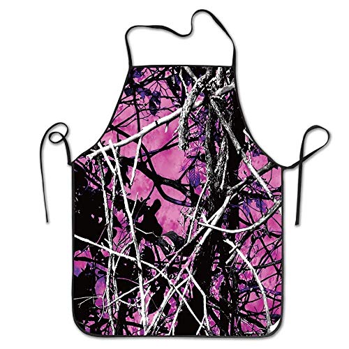 Yuanmeiju Unisex Kitchen Delantales Pink Camo Chef Delantal Cooking Delantal Barbecue Delantales