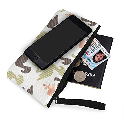 Yuanmeiju Verde, marrón y Rosa, Naturaleza, Flamenco, Silueta, Lindo, Lona, ​​Cambio, Moneda, Billetera, Bolsa, Bolsa, Cremallera, Monedero, Correa de muñeca, Maquillaje, Estuche de lápices