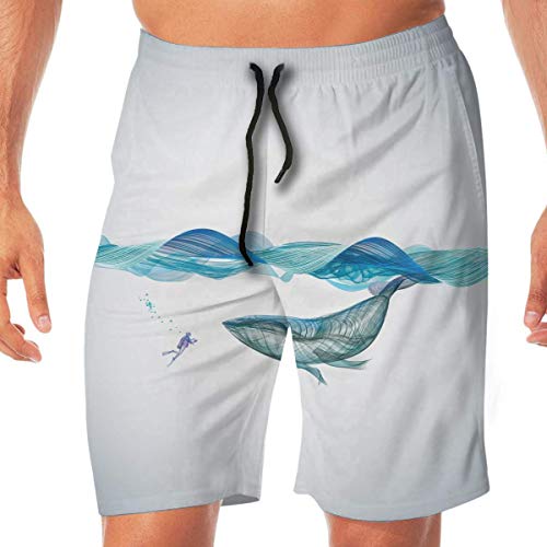 Yuanmeiju Water Horse Drops Fluorescent Imagination Surf Art Cool Men 's Hawaii Shorts Secado rápido Verano 3D Impreso Pantalones de Playa elásticos Bolsillo