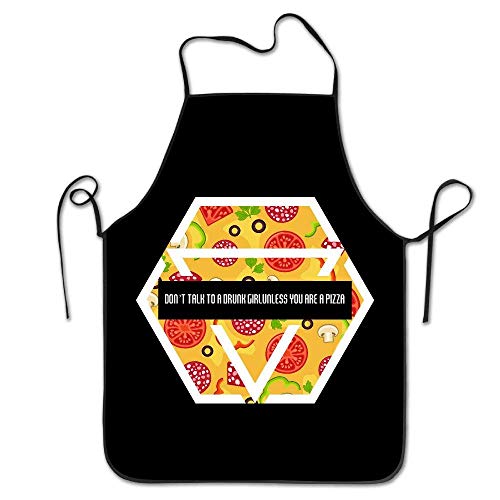 Yuanmeiju Women Bib Kitchen Delantal Polyester Art Printing Don't Talk Drunk Girl Unless You Pizza Fashion