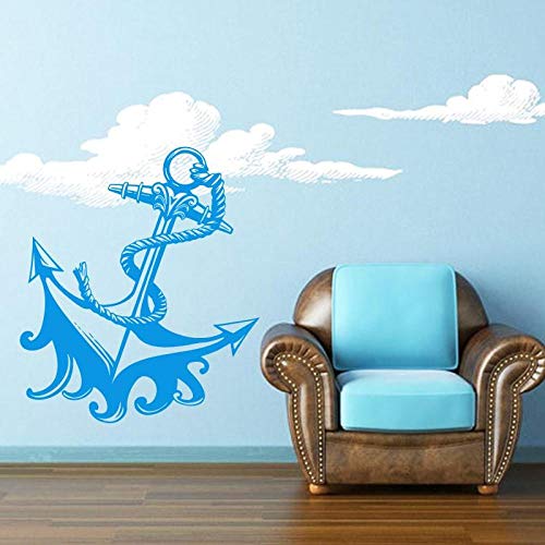 YuanMinglu Decoración del hogar Etiqueta engomada de la Pared del Ancla del Barco Fresco Apliques Decorativos Desmontables de Crucero Azul Claro 29 cm x 35 cm