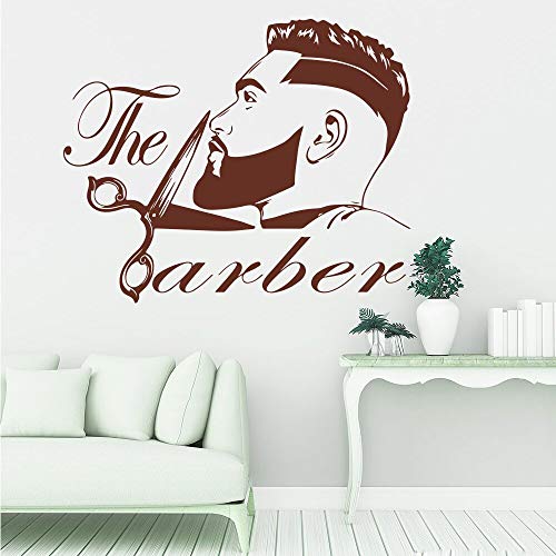 YuanMinglu Salón de Barba para Hombres Corte de Pelo Peluquería Retoque Moda Peluquería Peluquería Peluquería Ventana Decoración de Pared Vinilo Etiqueta de la Pared 45x37 cm