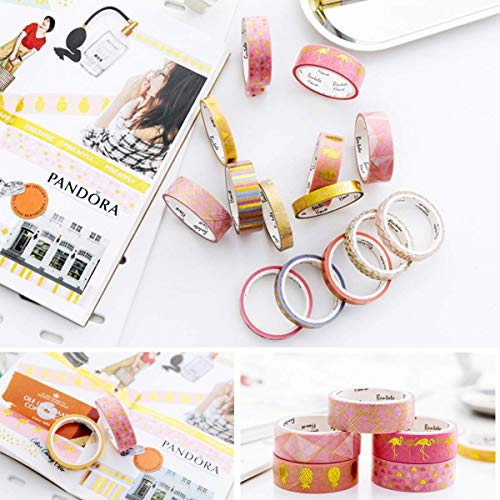 Yubbaex Washi Tape Set cinta adhesiva decorativa Washi Glitter Adhesivo de Cinta Decorativa para DIY Crafts Scrapbooking 16 Rollos