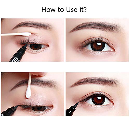 Yuccer 3 Piezas Sello Delineador de Ojos Liquido Negro Lapiz de Ojos Larga Duracion Estrella Luna Corazon Flor Regalo Maquillaje Ahumado para Mujer Cumpleaño (Estrella + Luna + Corazón)