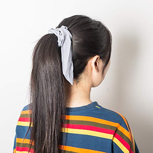 YuCool - Juego de 12 cintas para el pelo de gasa elástica, incluye 6 unidades de lazos y 6 unidades de extensiones de orejas de conejo, lazos suaves