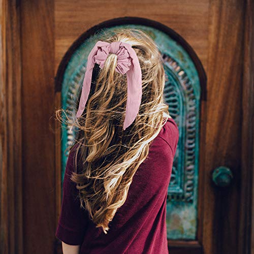 YuCool - Juego de 12 cintas para el pelo de gasa elástica, incluye 6 unidades de lazos y 6 unidades de extensiones de orejas de conejo, lazos suaves