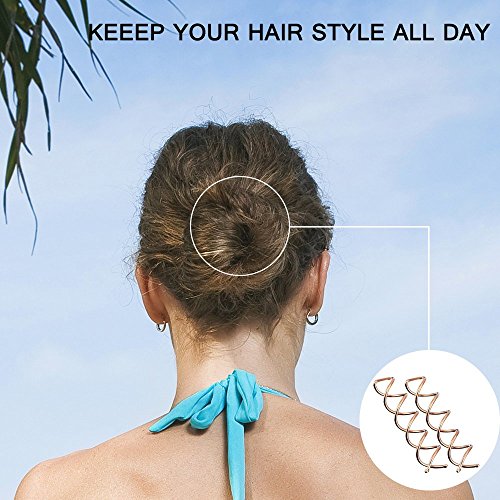 YuCool - Pasador giratorio para el pelo, 70 unidades, con espiral, no raya, puntas redondas, espiral, clip giratorio, tornillo de rosca para el pelo (negro, oro rosa).