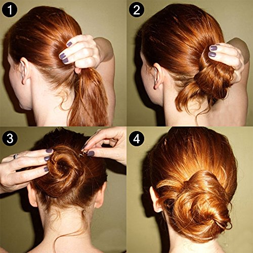 YuCool - Pasador giratorio para el pelo, 70 unidades, con espiral, no raya, puntas redondas, espiral, clip giratorio, tornillo de rosca para el pelo (negro, oro rosa).
