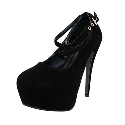 Yudesun Mujer Zapatos de tacón Plataforma - Mujer Tacón de Aguja 14cm Zapatos de Vestir Fiesta Club Tacón Alto Moda Sexy Delgado Atado al Tobillo Sandalias