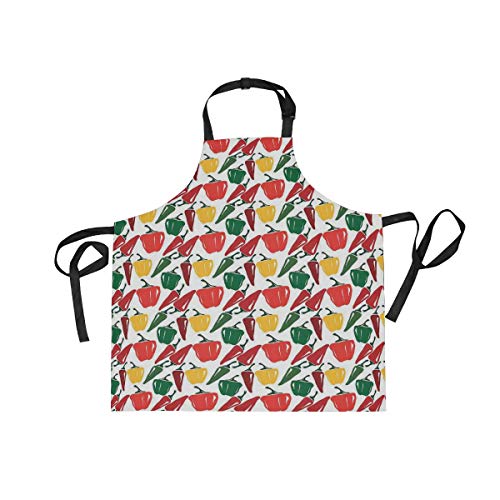 YUDILINSA Delantal Personalizado, nuevos Delantales creativos Delantal de Calidad Profesional,Ingredientes De Comida Mexicana Tierras De Cultivo Arreglo Dibujado A Mano Pimientos Orgánicos