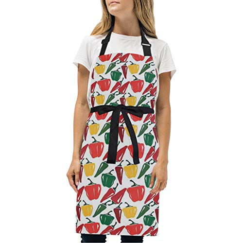 YUDILINSA Delantal Personalizado, nuevos Delantales creativos Delantal de Calidad Profesional,Ingredientes De Comida Mexicana Tierras De Cultivo Arreglo Dibujado A Mano Pimientos Orgánicos