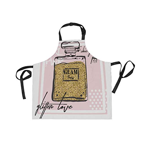 YUDILINSA Delantal Personalizado, nuevos Delantales creativos Delantal de Calidad Profesional,Typography Slogan Glitter Perfume Rose Clothes