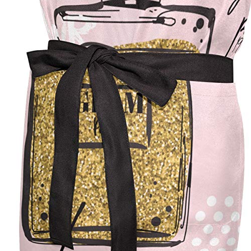 YUDILINSA Delantal Personalizado, nuevos Delantales creativos Delantal de Calidad Profesional,Typography Slogan Glitter Perfume Rose Clothes