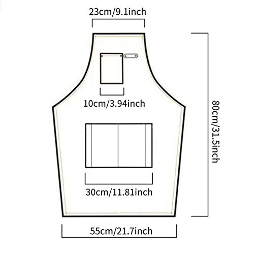 YUENA CARE Ajustable Delantal de Trabajo Mandil de 100% Algodón Unisex con Diseño de Espalda Correas Cruzadas de Moda para Cafetería Tienda de Postres Restaurante Negro