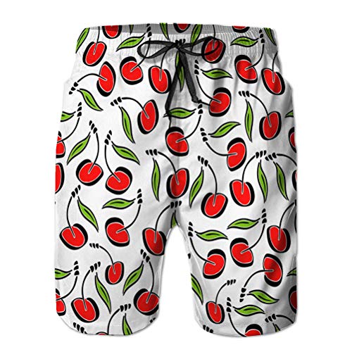 Yuerb Performance Boardshorts Shorts Casuales para Hombre Color Cereza Dulce Color Liso sin Costuras