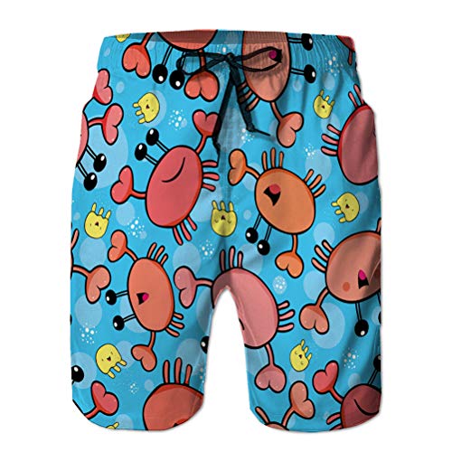 Yuerb Shorts Casuales para Hombre, bañador, Shorts de Playa, Lindos cangrejos Naranjas y Medusas Amarillas al Azar