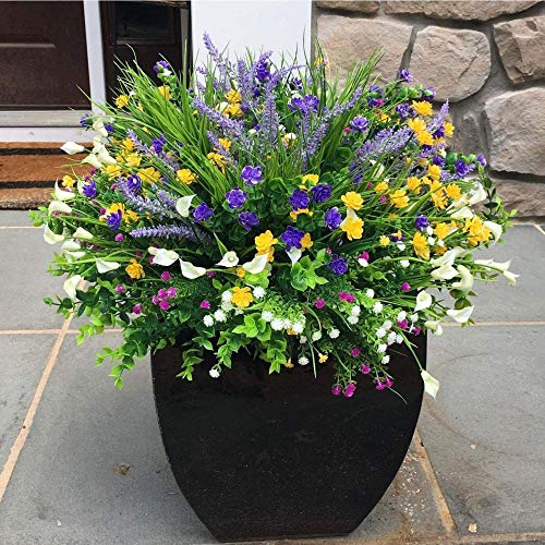 yueyue947 / Flores Artificiales de narcisos, Planta Falsa al Aire Libre Faux Yellow Flora Greenery arbustos Cerca Interior Exterior decoración 4PCS / Blanco