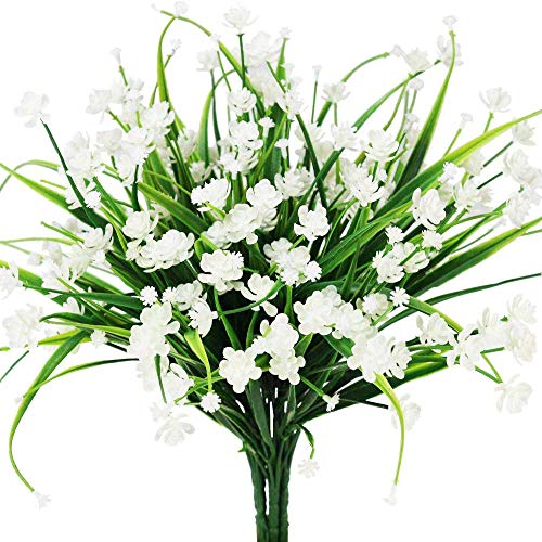 yueyue947 / Flores Artificiales de narcisos, Planta Falsa al Aire Libre Faux Yellow Flora Greenery arbustos Cerca Interior Exterior decoración 4PCS / Blanco