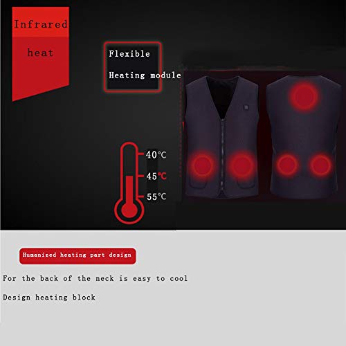 YUGNHAJ Chaleco térmico Recargable, tamaño Ligero Chaqueta sin Mangas de Carga USB Ajustable para Mujeres Hombres,Rojo