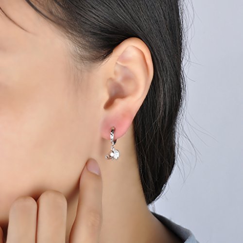 Yumilok Pendientes de Plata de Ley 925 Circonita Elefante Pendientes de Aros Hipoalergénico Para Mujer Mujeres Niña