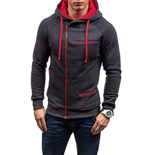 Yvelands Jersey de Cuello Alto de Hombre, Otoño Invierno Sudadera con Capucha de Manga Larga con Cremallera Completa sólida Sudadera con Capucha Superior Outwear Coat, Ofertas de liquidación!