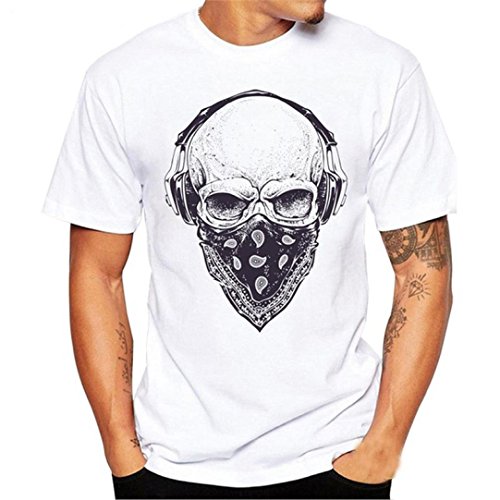 Yvelands Print Tees Hombre Guapo Modal O-Cuello Casual Slim Fit Daily White T-Shirt Camisas Top Blusa Party Beach Work Summer, Cheap Clearance! (Blanco, XL)